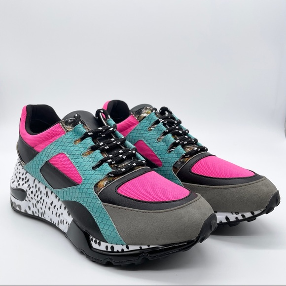 Steve Maddens Cliff Bright Multicolored Pink Blue Gray Sneakers - Picture 2 of 9